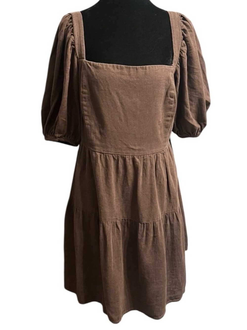 House of Harlow 1960 linen blend Brown Mini Dress Womens M